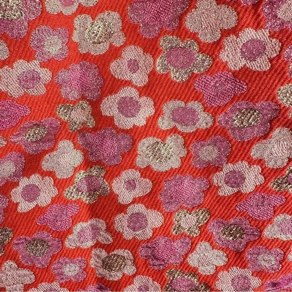 J. Crew Floral Pink and Orange Metallic Pencil Skirt | US Size 10 - Picture 5 of 8